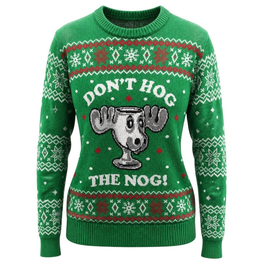 National Lampoon Christmas Vacation Mens XXL Green Don't Hog The Nog Sweater